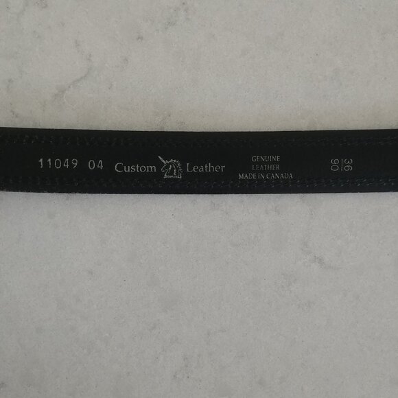 Custom Leather Mens made in Canada very dark black brown belt 36/90 - Picture 9 of 10